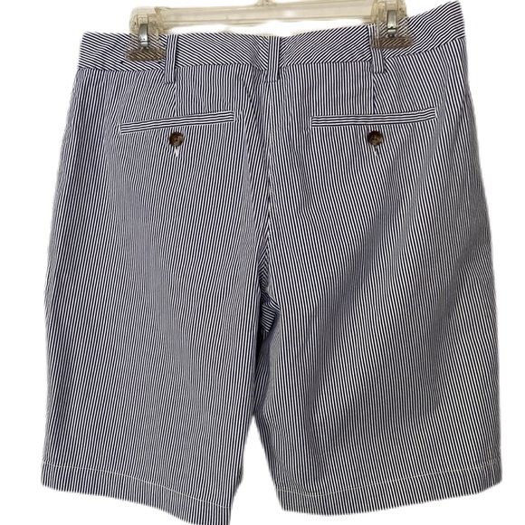 Lands' End Blue and White Striped Bermuda Shorts Tailored Cotton Blend Size 6 - Picture 2 of 11